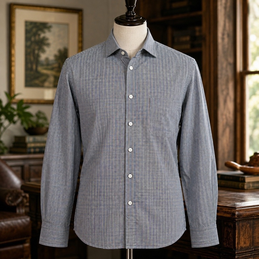Rodd & Gunn Sports Fit Gingham Shirt Mens XL Blue Green‎ Italian Fabric LPW2324